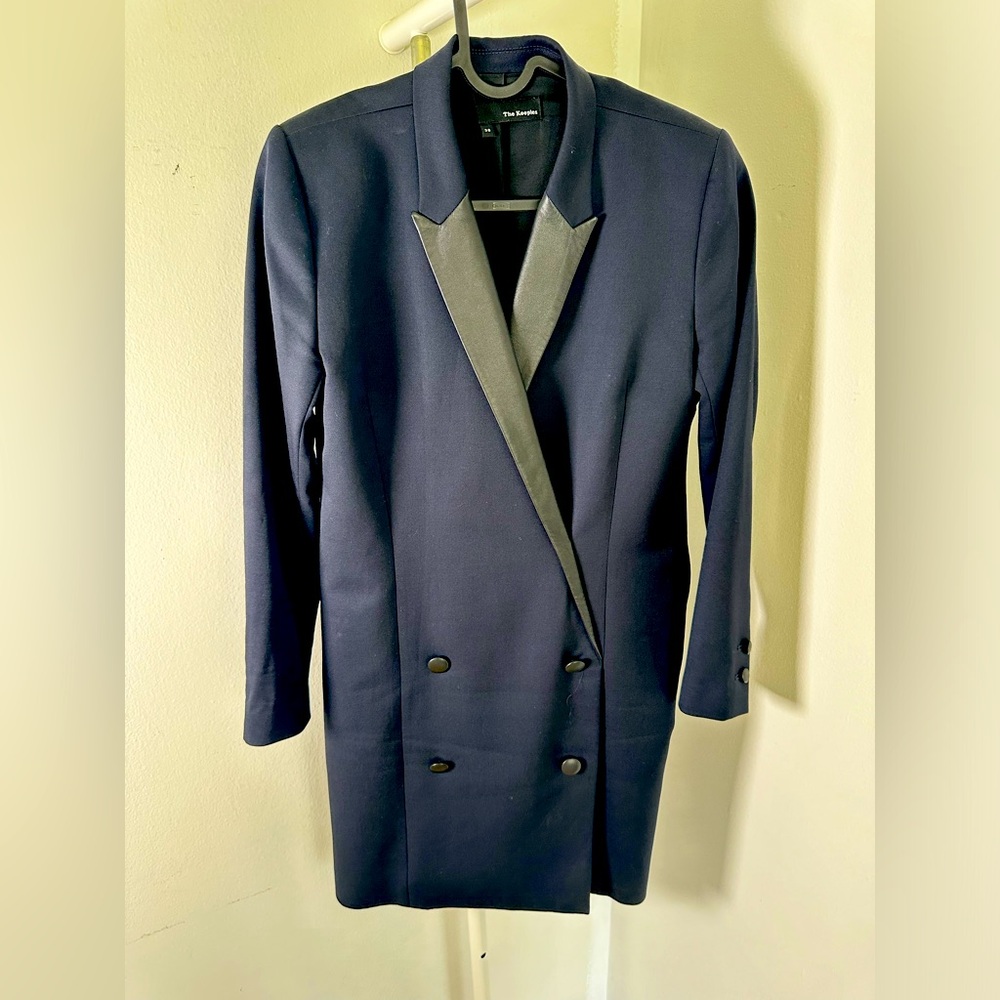 The Kooples blazer dress navy and black leather